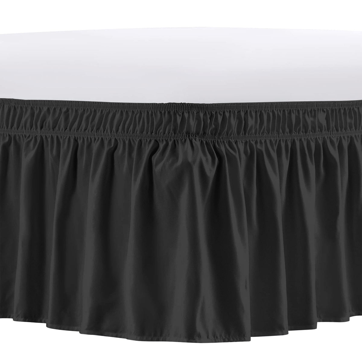 NEWEEN Wrap Around Bed Skirts for Queen Beds 15 Inches Drop, White Elastic Dust Ruffles Easy Fit Wrinkle & Fade Resistant Silky Luxurious Fabric Solid Machine Washable