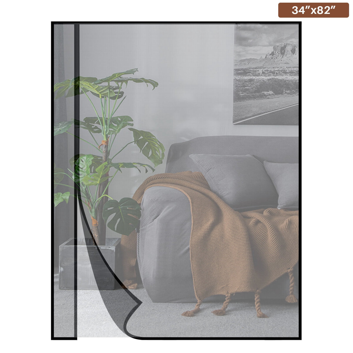Reversible Left/Right Opening Magnetic Screen Door Fits Door Size 72"x80", Screen Size 74"x82", Removable Upgraded Polyester Screen Mesh with Strong Magnets for Front/Back Patio Door, Black