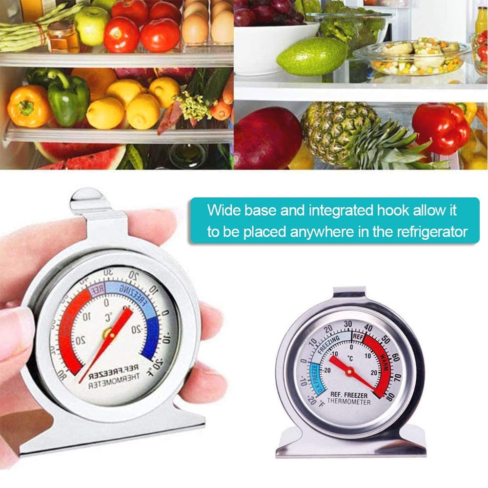 2 Pack Refrigerator Thermometer -30~30C/-20~80F, Classic Fridge Thermometer Large Dial with Red Indicator Thermometer for Freezer Refrigerator Cooler