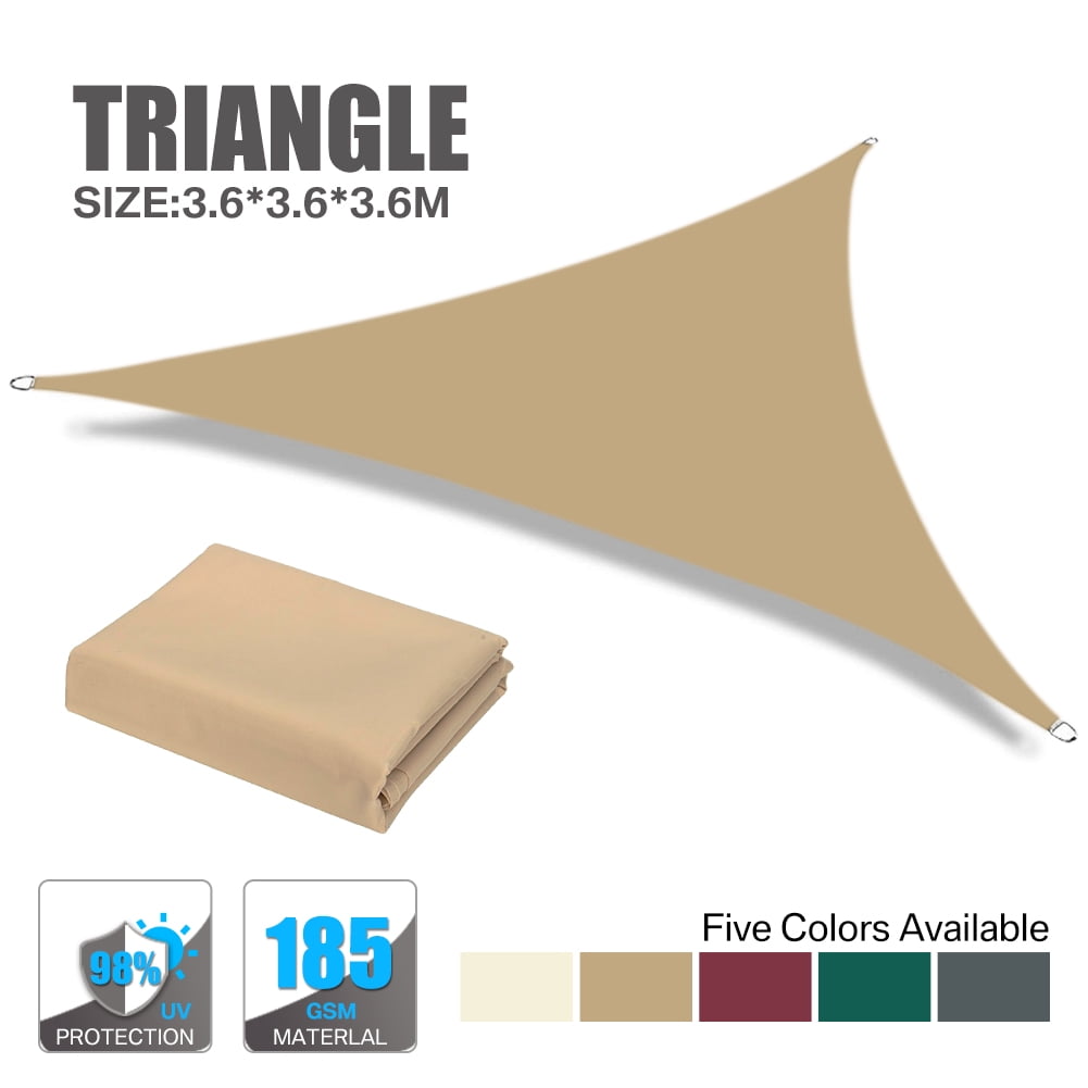Sun Shade Sail Triangle Waterproof 6.5/10/12/16FT Outdoor Garden Patio Party Sunscreen Awing Triangle Canopy 98% UV Block with Free Rope