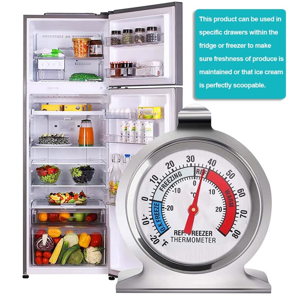2 Pack Refrigerator Thermometer -30~30C/-20~80F, Classic Fridge Thermometer Large Dial with Red Indicator Thermometer for Freezer Refrigerator Cooler