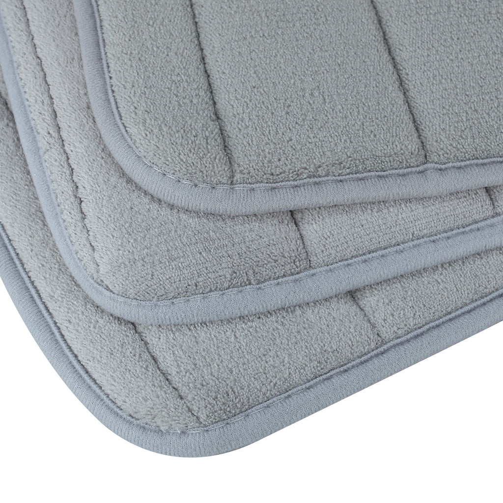 3 Piece Memory Foam Bath Mat Set with U-Shaped Toilet Mat Bathroom Rugs Soft Comfortable Water Absorption Bath Carpet Non-Slip Thick Machine Washable for Kitchen/Living Room(Gray)
