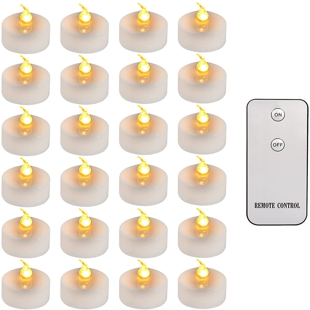 24pcs LED Tea Light Remote Control Candle Flickering Flameless LED Candle Realistic and Bright Battery Operated for Christmas Wedding Festival Celebration, Warm White
