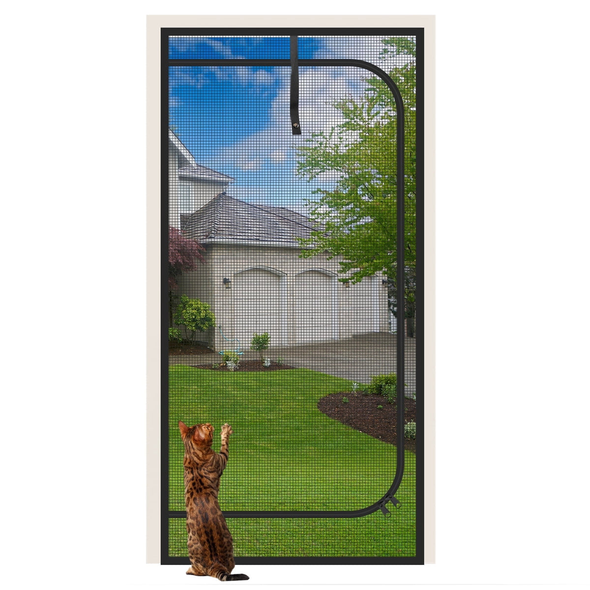 NEWEEN Cat Screen Door Fits Door Size 30"x 80" Thickened Heavy Duty Pets Resistant Mesh Screen Door for Living Room,Kitchen,Bedroom,Cat Proof Screen with Zipper Closure