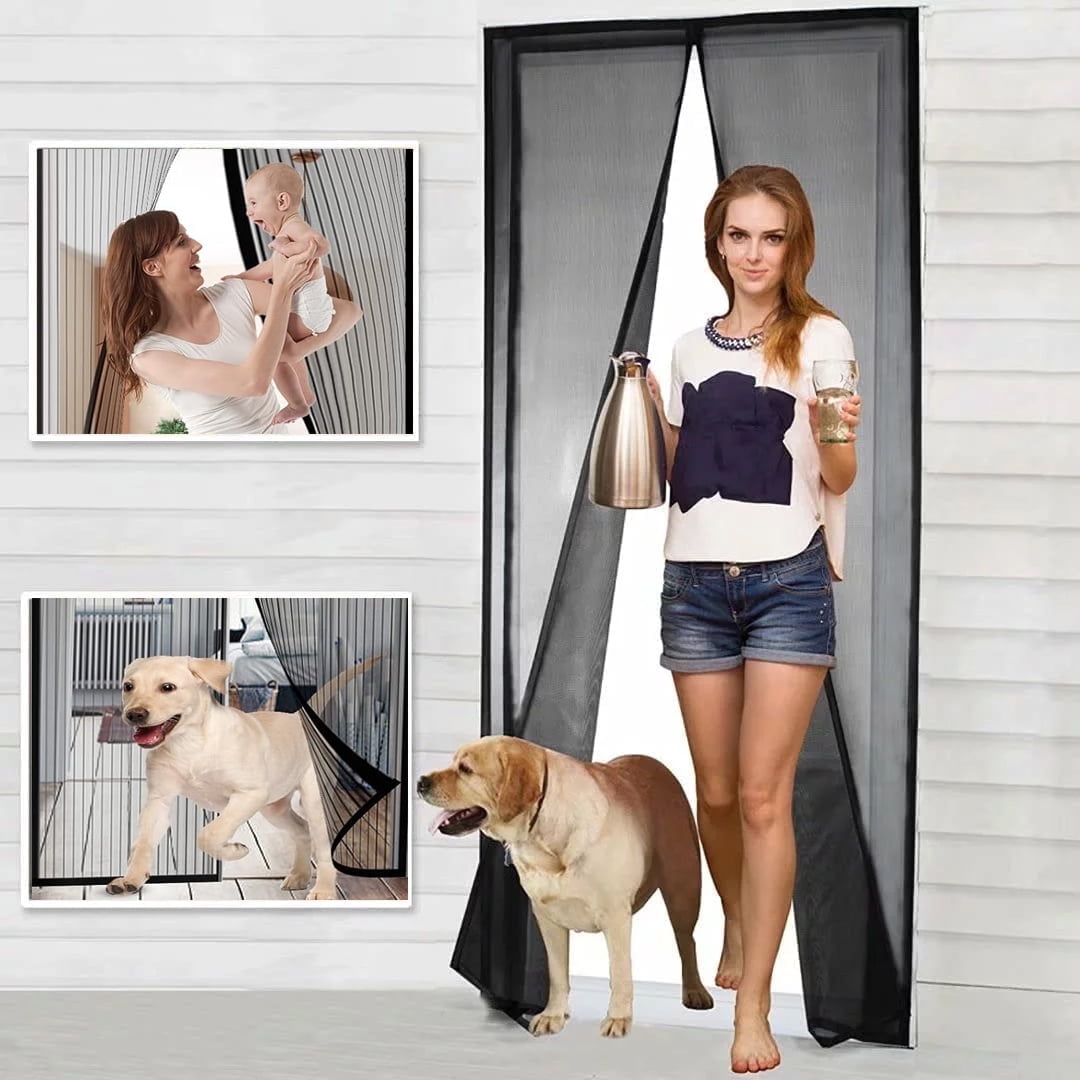NEWEEN Magnetic Screen Door - The Original Self-Closing, Pet Friendly Walk Through Door Screen Magnetic Closure (38 x 82 inch) - Retractable Screen Door Mesh Keeps Bugs Out - Magnet Screen Door