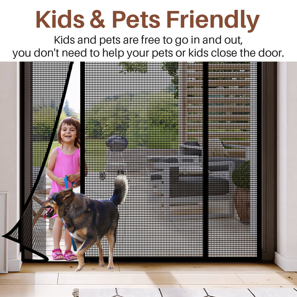 Magnetic Screen Door for Sliding Doors 72"x80", Screen Size 74"x81", Double-Sided Opening Screen Reinforced Mesh with Strong Magnets for French Front/Back Patio Doors