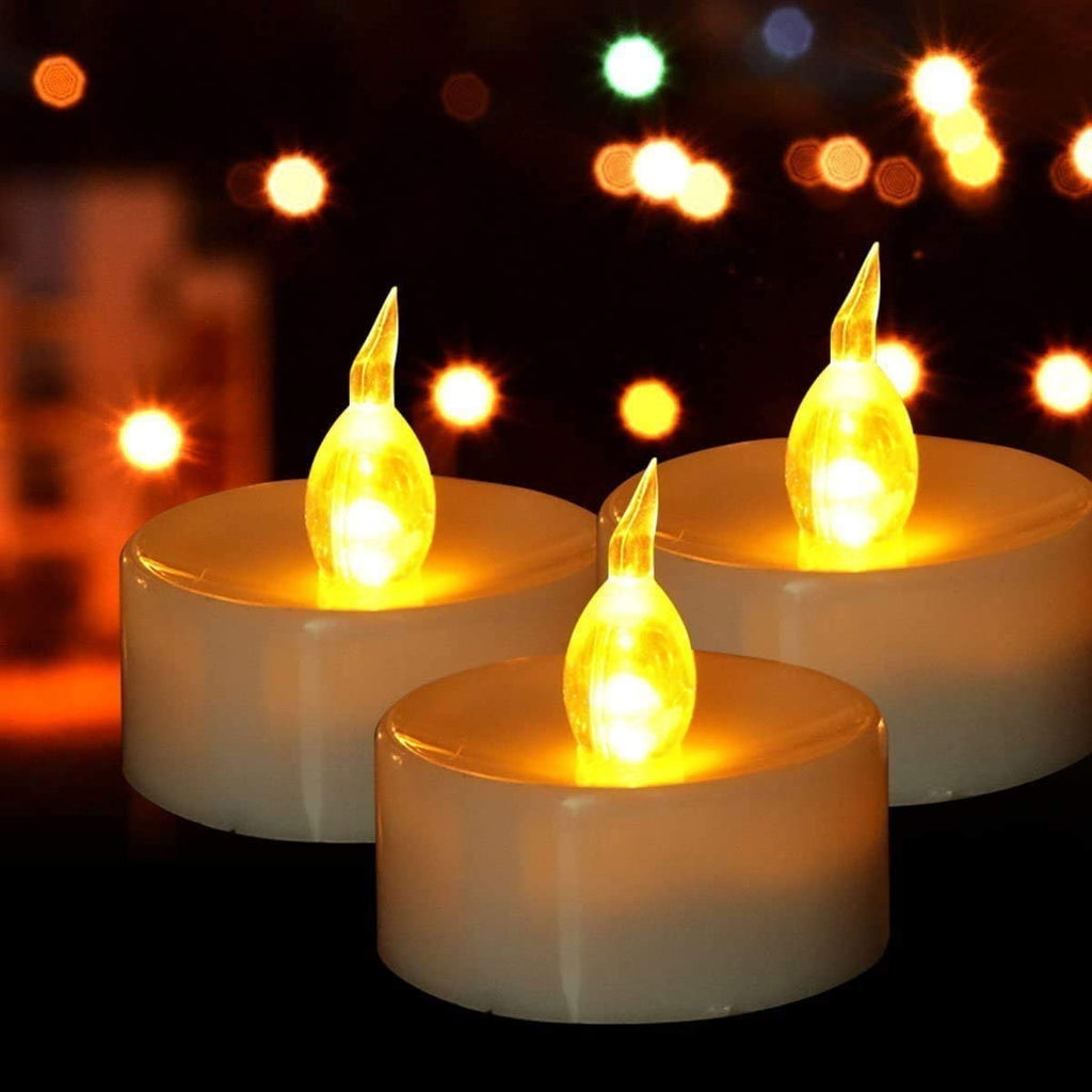 NEWEEN Tea Lights LED 24-Pack Flameless Tealight Candles Battery Candles Flickering Electric Tea Candles for Decoration,Pumpkin Lights,Holiday,Anniversary,Wedding,Party(Warm Yellow Light）