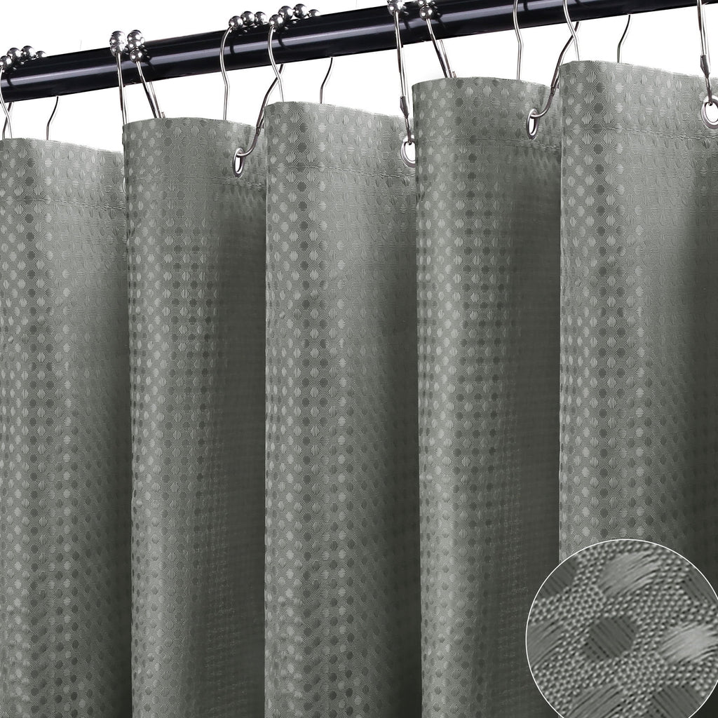 NEWEEN Waffle Textured Shower Curtain with Metal Shower Curtain Hooks, 72"x72" Luxury Heavy Duty Soft Fabric Shower Curtain, Gray