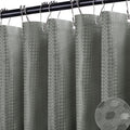 NEWEEN Waffle Textured Shower Curtain with Metal Shower Curtain Hooks, 72"x72" Luxury Heavy Duty Soft Fabric Shower Curtain, Gray