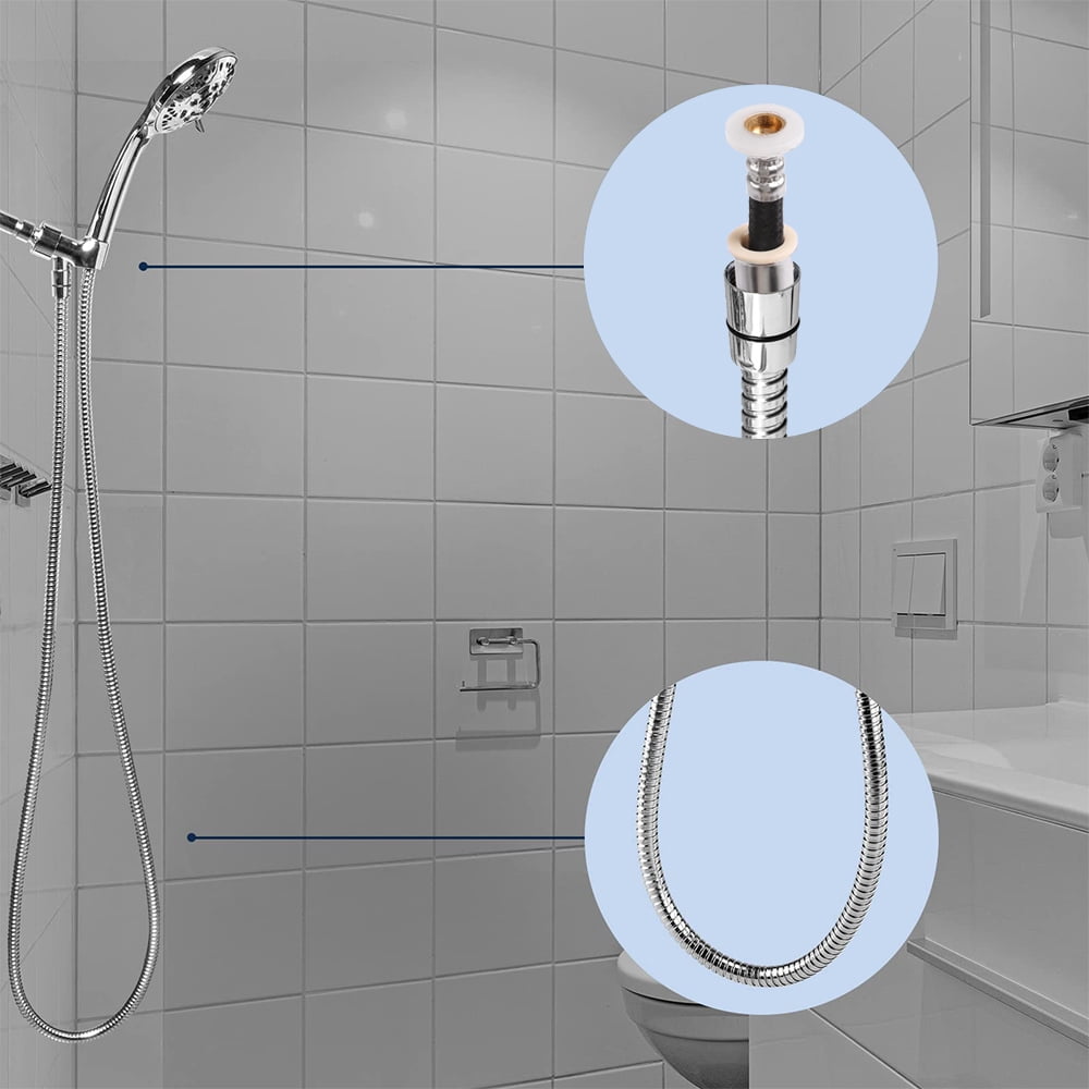 Shower Hose, 118 Inches Extra Long Stainless Steel Handheld Shower Head Hose with Brass Insert and Nut - Durable and Flexible(Chrome)