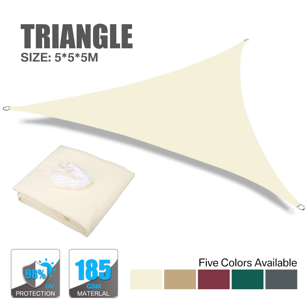 Sun Shade Sail Triangle Waterproof 6.5/10/12/16FT Outdoor Garden Patio Party Sunscreen Awing Triangle Canopy 98% UV Block with Free Rope