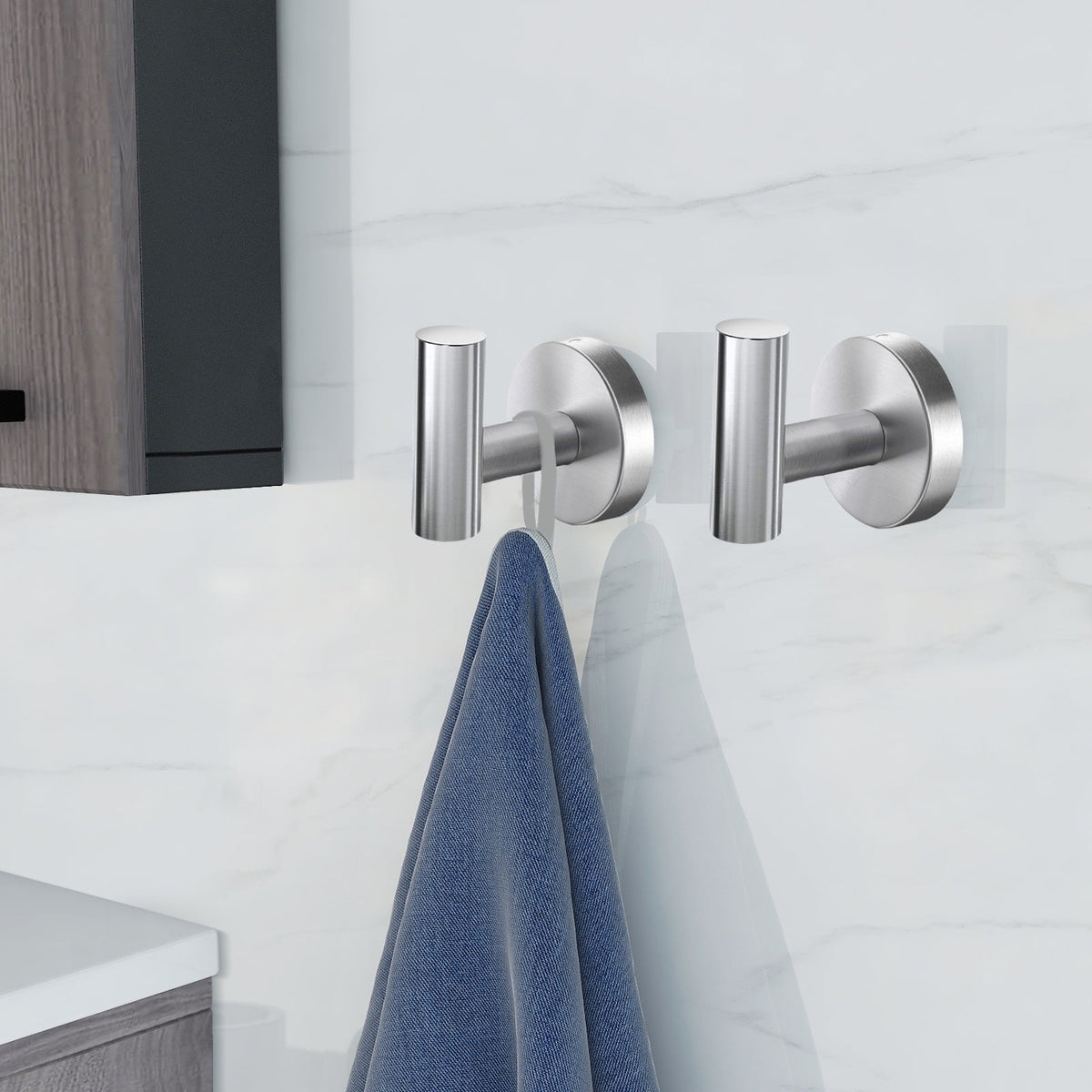 2 Pack Towel Hooks, Brushed Nickel SUS304 Stainless Steel Coat Robe Clothes Hook Modern Wall Hook Holder for Bathroom Kitchen Garage Hotel Wall Mounted