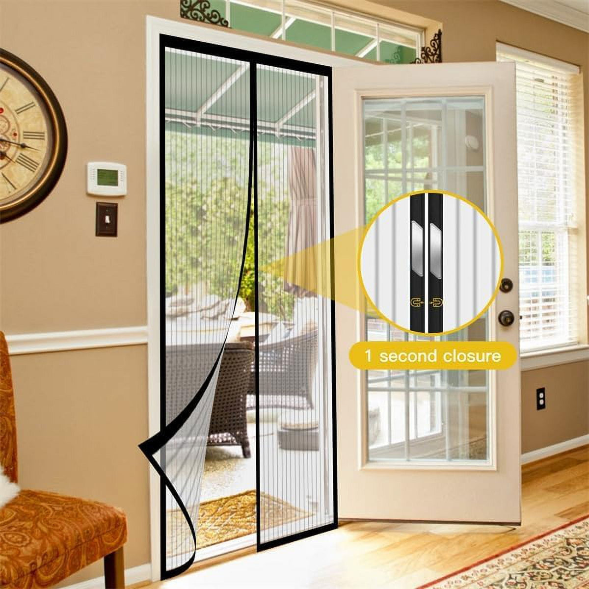 NEWEEN Magnetic Screen Door - 38 Inch x 83 Inch Mesh Door Screen with Magnets, Door Net Fits Door Size 36 inch x 82 inch Hands Free Mesh Partition Keeps Bugs Out