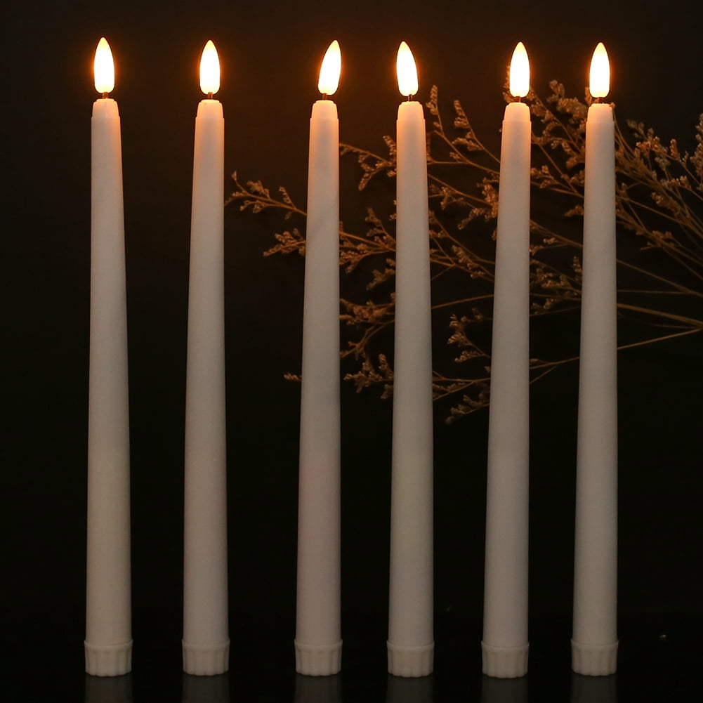 6PCS Flickering LED Flameless Taper Candles with Remote and Timer 11 Inch Battery Operated Warm White