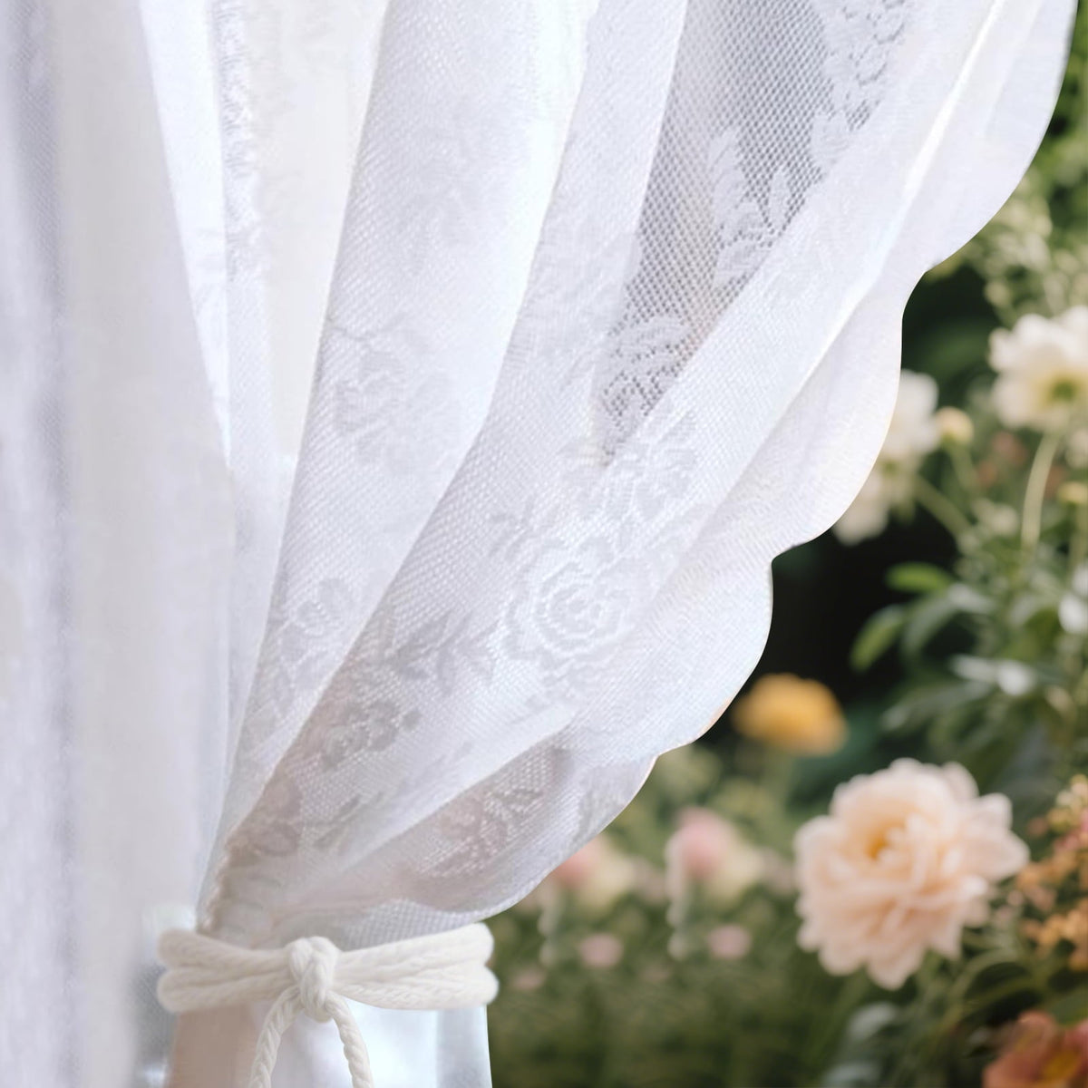 NEWEEN Sheer Lace Curtains Vintage Floral for Living Room Sets Rod Pocket,40"Wx78"L,2 Panels,White