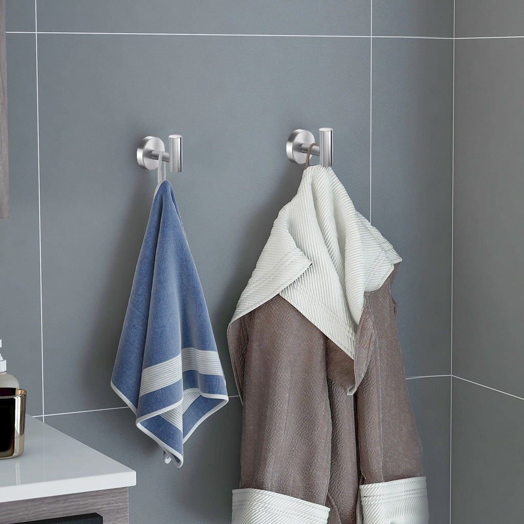 2 Pack Towel Hooks, Brushed Nickel SUS304 Stainless Steel Coat Robe Clothes Hook Modern Wall Hook Holder for Bathroom Kitchen Garage Hotel Wall Mounted