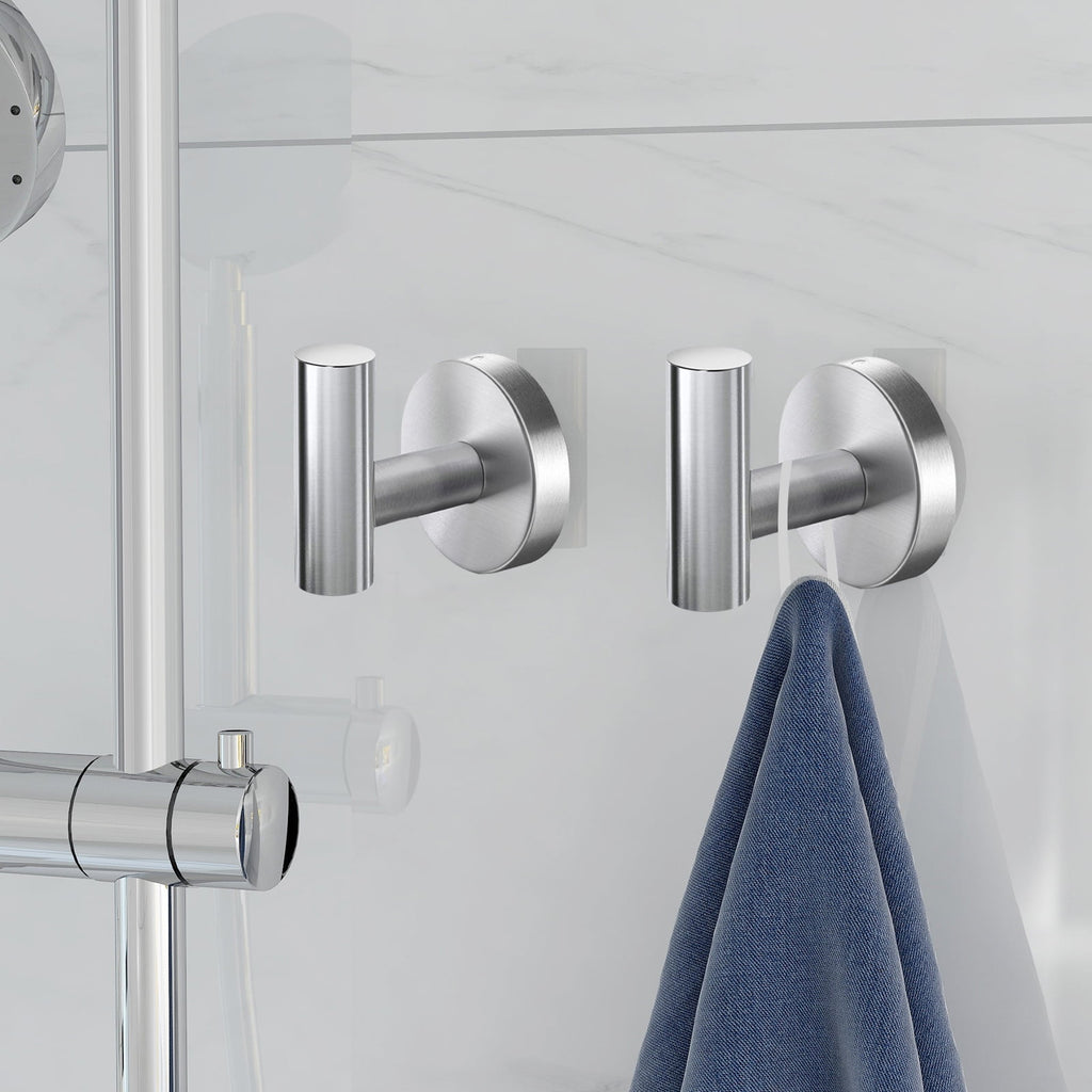 2 Pack Towel Hooks, Brushed Nickel SUS304 Stainless Steel Coat Robe Clothes Hook Modern Wall Hook Holder for Bathroom Kitchen Garage Hotel Wall Mounted