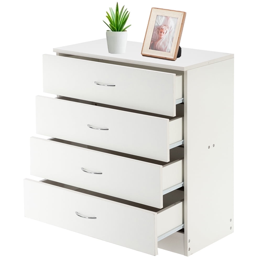 NEWEEN White 4 Drawer Dresser, Chest of Drawers for Bedroom, Modern Storage Cabinet Dresser Organizer Unit with Handle for Living Room, Closet, Hallway