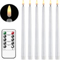 6PCS Flickering LED Flameless Taper Candles with Remote and Timer 11 Inch Battery Operated Warm White