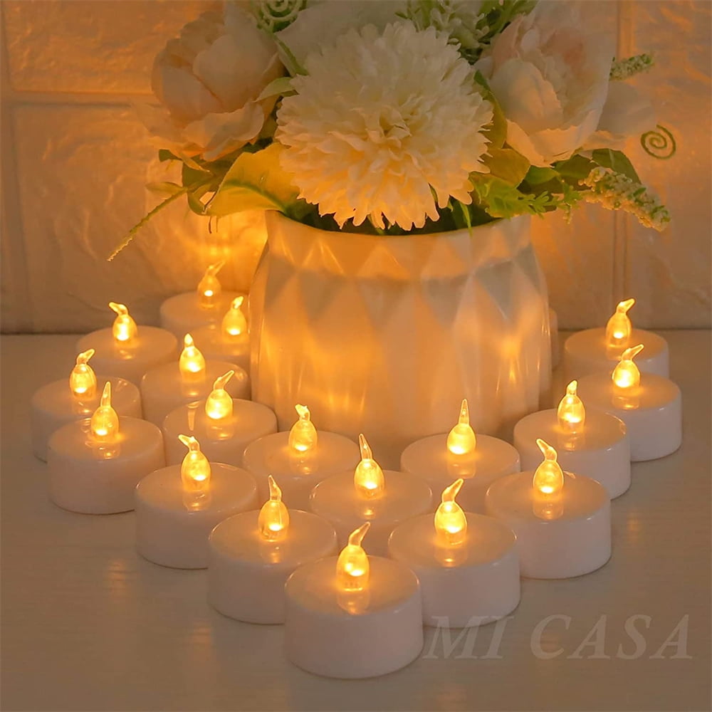 24pcs LED Tea Light Remote Control Candle Flickering Flameless LED Candle Realistic and Bright Battery Operated for Christmas Wedding Festival Celebration, Warm White