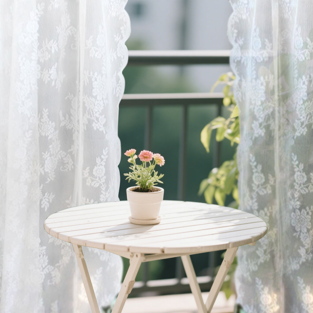 2 Panels Lace Curtains 39" x 79" - Rustic Floral Branch Leaf Pattern Lace Panel Curtains for Bedroom, Privacy Vintage Sheer Lace Curtains for Windows, White