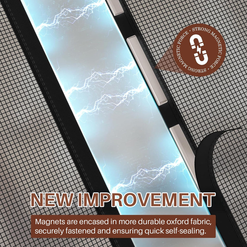 Magnetic Screen Door for Sliding Doors 72"x80", Screen Size 74"x81", Double-Sided Opening Screen Reinforced Mesh with Strong Magnets for French Front/Back Patio Doors
