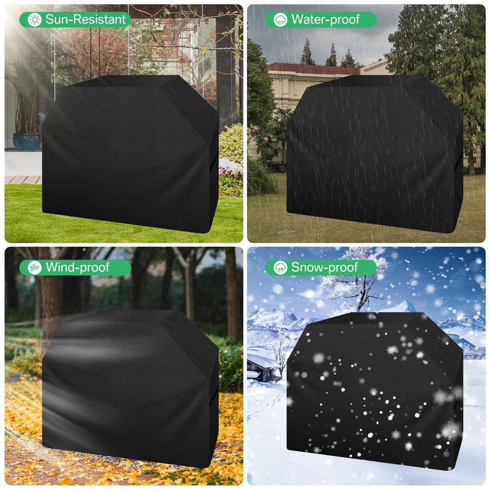 NEWEEN Grill Cover 58 inch BBQ Gas Grill Cover for Outdoor Grill, Waterproof, Anti-UV, Rip-Proof, Fade Resistant Material, Barbecue Cover with Storage Bag & Adjustable Hem Drawstring, Black