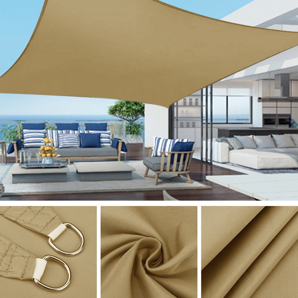 Sun Shade Sail Rectangle 6.5/10/12/13/16FT Waterproof Outdoor Garden Patio Party Sunscreen Awning Canopy 98% UV Block With Free Rope