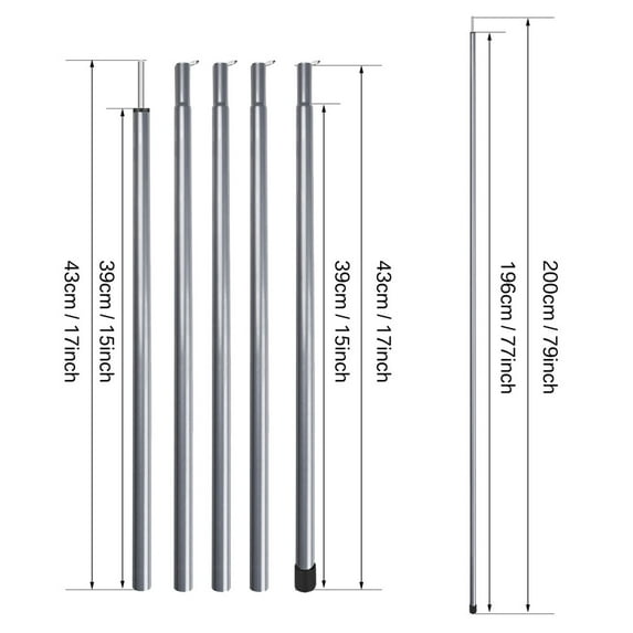 NEWEEN Tent Poles Telescoping Tarp Poles 81 inches Aluminum Tent Pole for Tarp Easy Adjustable Camping Tarp Poles,Set of 2 for Camping Hiking Christmas Gifts(4 Sections&Black)