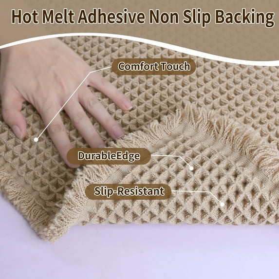 NEWEEN Waffle Bathroom Rugs Ultra-Soft Non-Slip Bath Mat Super Absorbent Quick Dry Bath Rugs for Bathroom Floor Machine Washable Bathroom Mats with Tassels Boho Bathroom Decor 18"x30" Brown