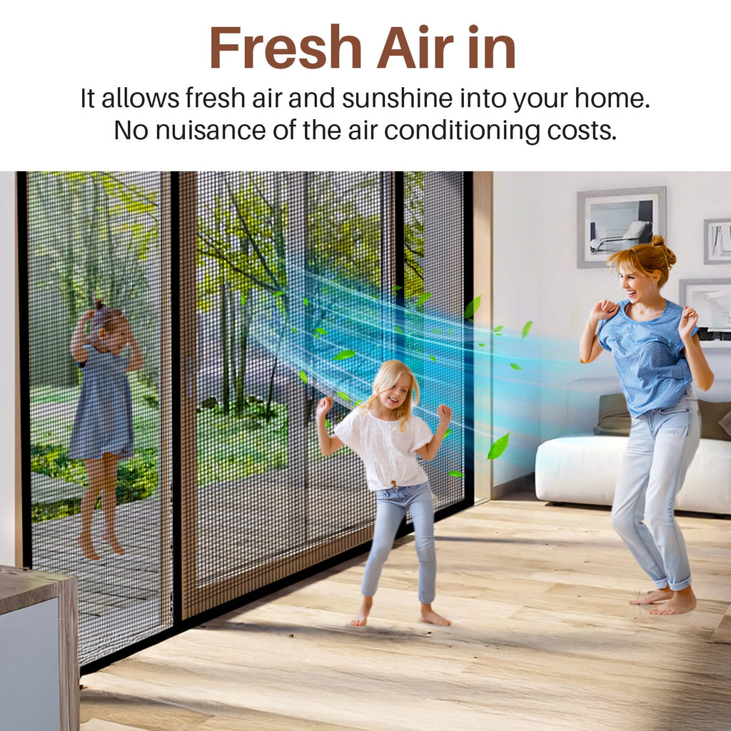 Magnetic Screen Door for Sliding Doors 72"x80", Screen Size 74"x81", Double-Sided Opening Screen Reinforced Mesh with Strong Magnets for French Front/Back Patio Doors