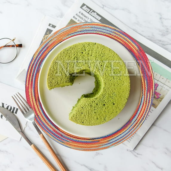 NEWEEN 15" Round Placemats Set of 6 Braided Fabric Heat Resistant Washable Table Mat for Kitchen for Kitchen Party Decor