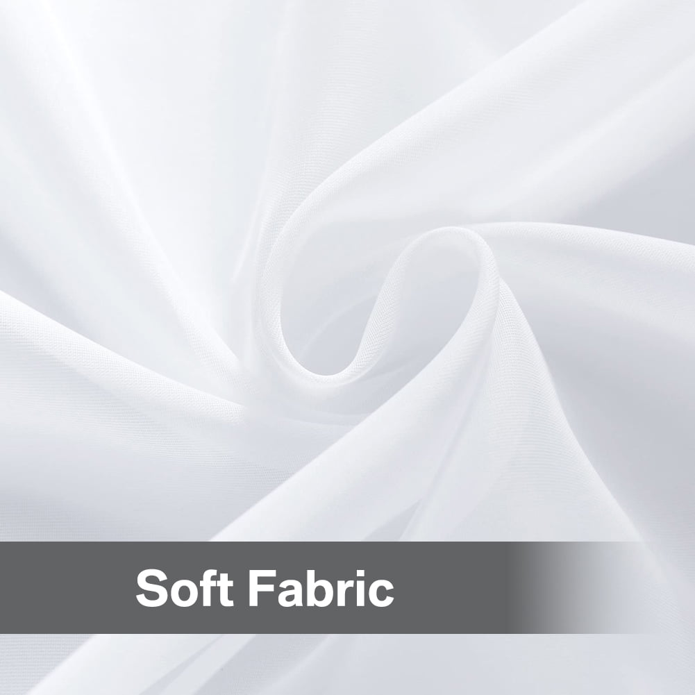 NEWEEN Sheer Curtains 84 inch Length 2 Panels Set White Curtains Clear Curtains Basic Rod Pocket Panel for Bedroom Living Room Yard Kitchen(55" X 84", White)