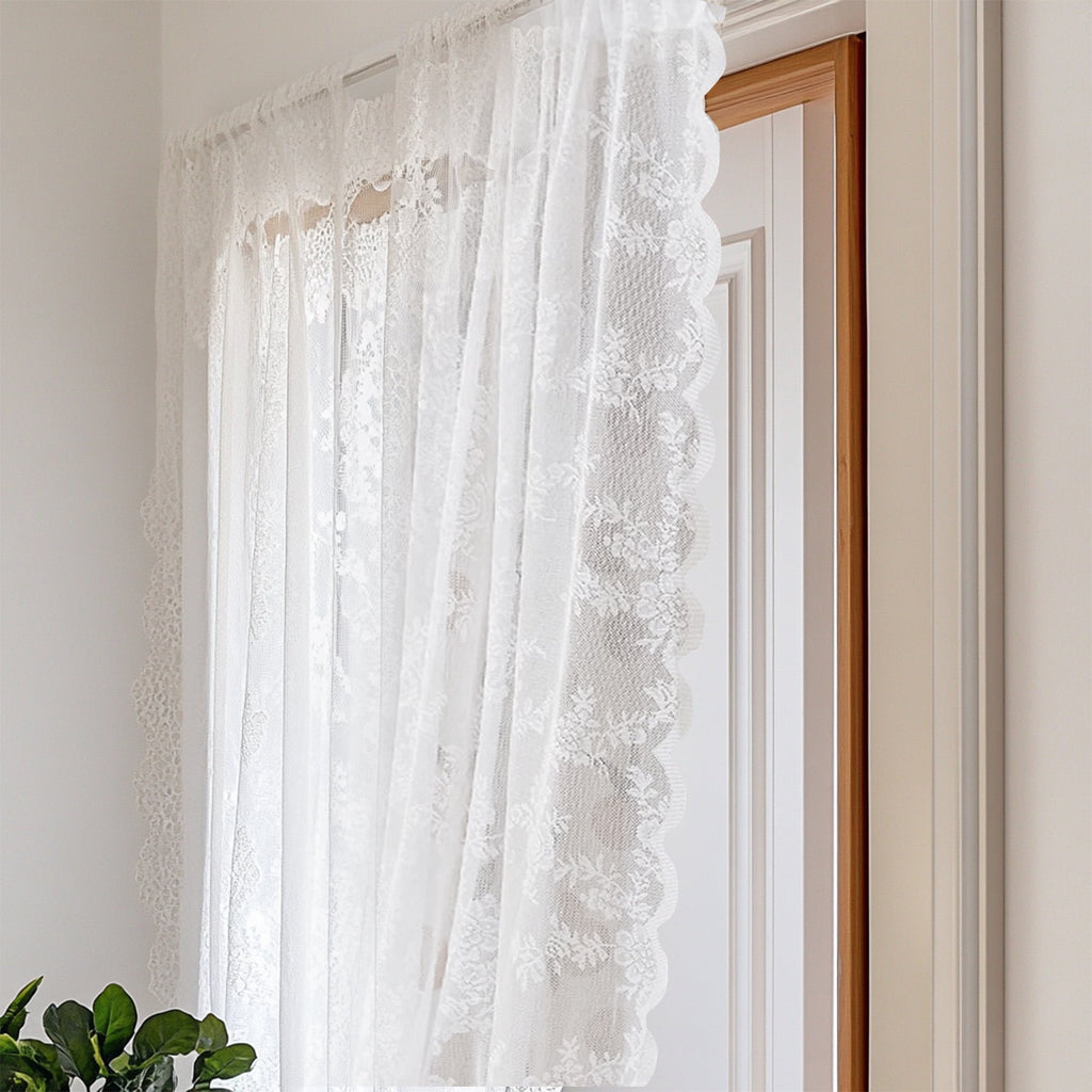 NEWEEN Sheer Lace Curtains Vintage Floral for Living Room Sets Rod Pocket,40"Wx78"L,2 Panels,White