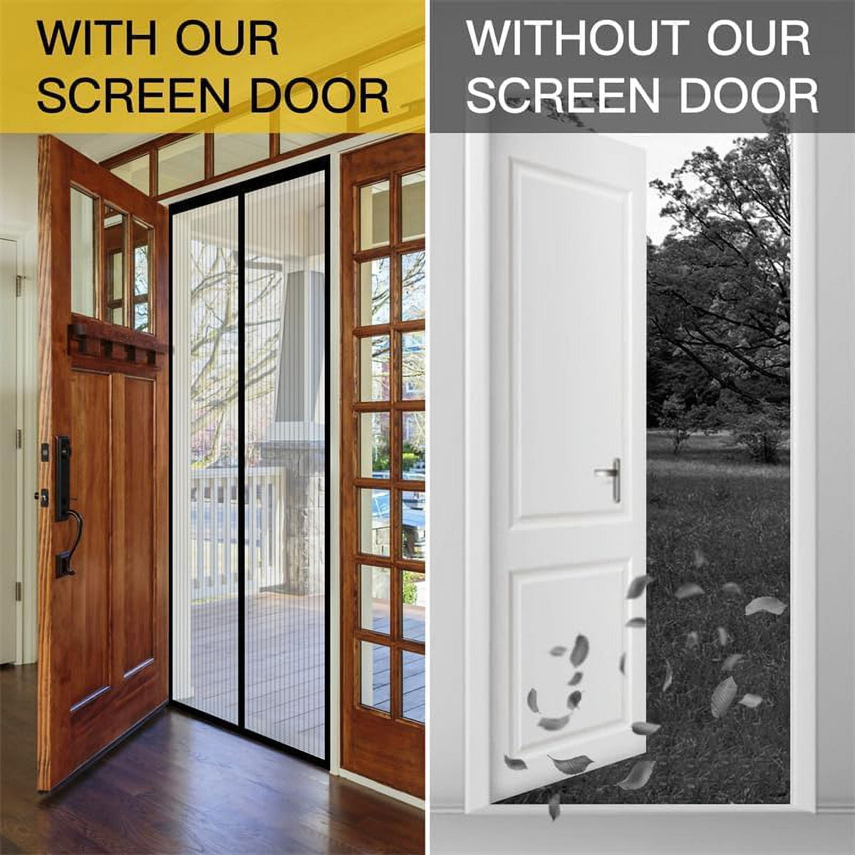 NEWEEN Magnetic Screen Door - The Original Self-Closing, Pet Friendly Walk Through Door Screen Magnetic Closure (38 x 82 inch) - Retractable Screen Door Mesh Keeps Bugs Out - Magnet Screen Door