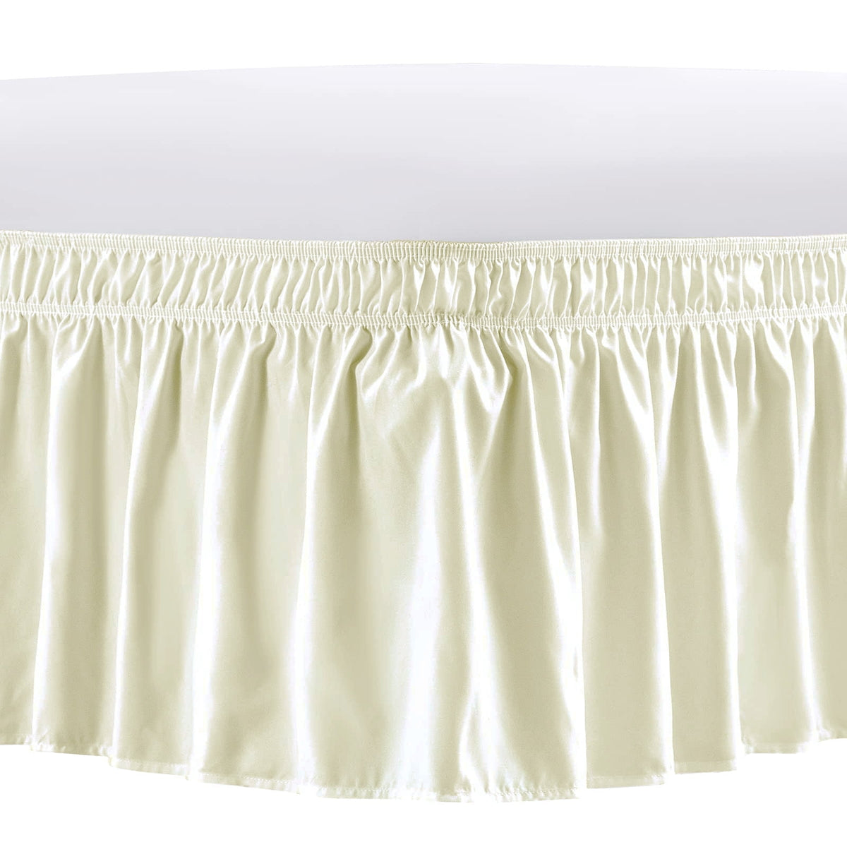 NEWEEN Wrap Around Bed Skirts for Queen Beds 15 Inches Drop, White Elastic Dust Ruffles Easy Fit Wrinkle & Fade Resistant Silky Luxurious Fabric Solid Machine Washable