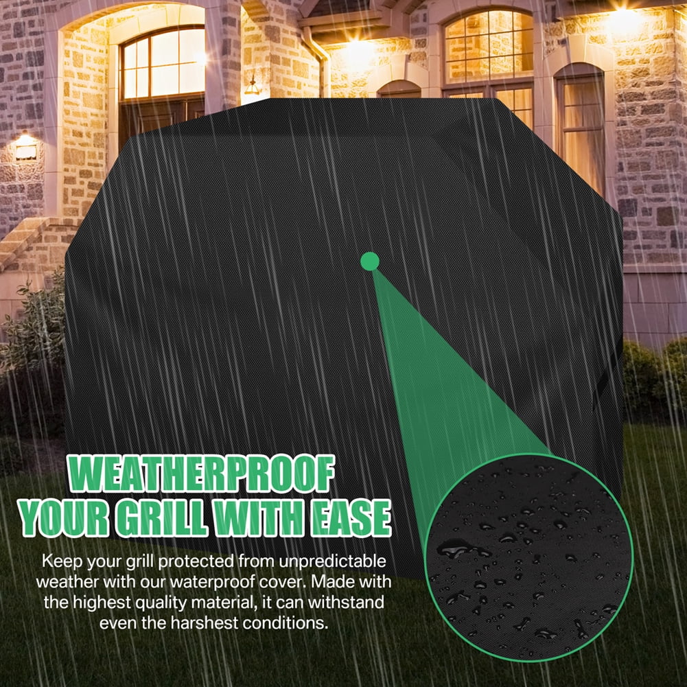 NEWEEN Grill Cover 58 inch BBQ Gas Grill Cover for Outdoor Grill, Waterproof, Anti-UV, Rip-Proof, Fade Resistant Material, Barbecue Cover with Storage Bag & Adjustable Hem Drawstring, Black