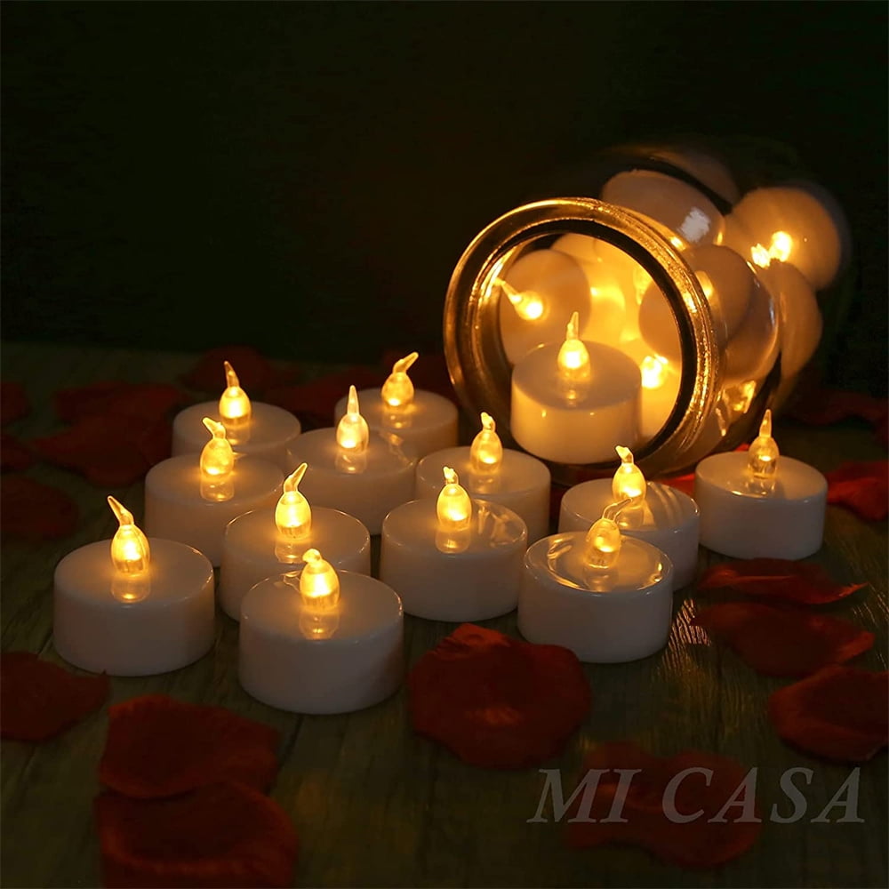 24pcs LED Tea Light Remote Control Candle Flickering Flameless LED Candle Realistic and Bright Battery Operated for Christmas Wedding Festival Celebration, Warm White