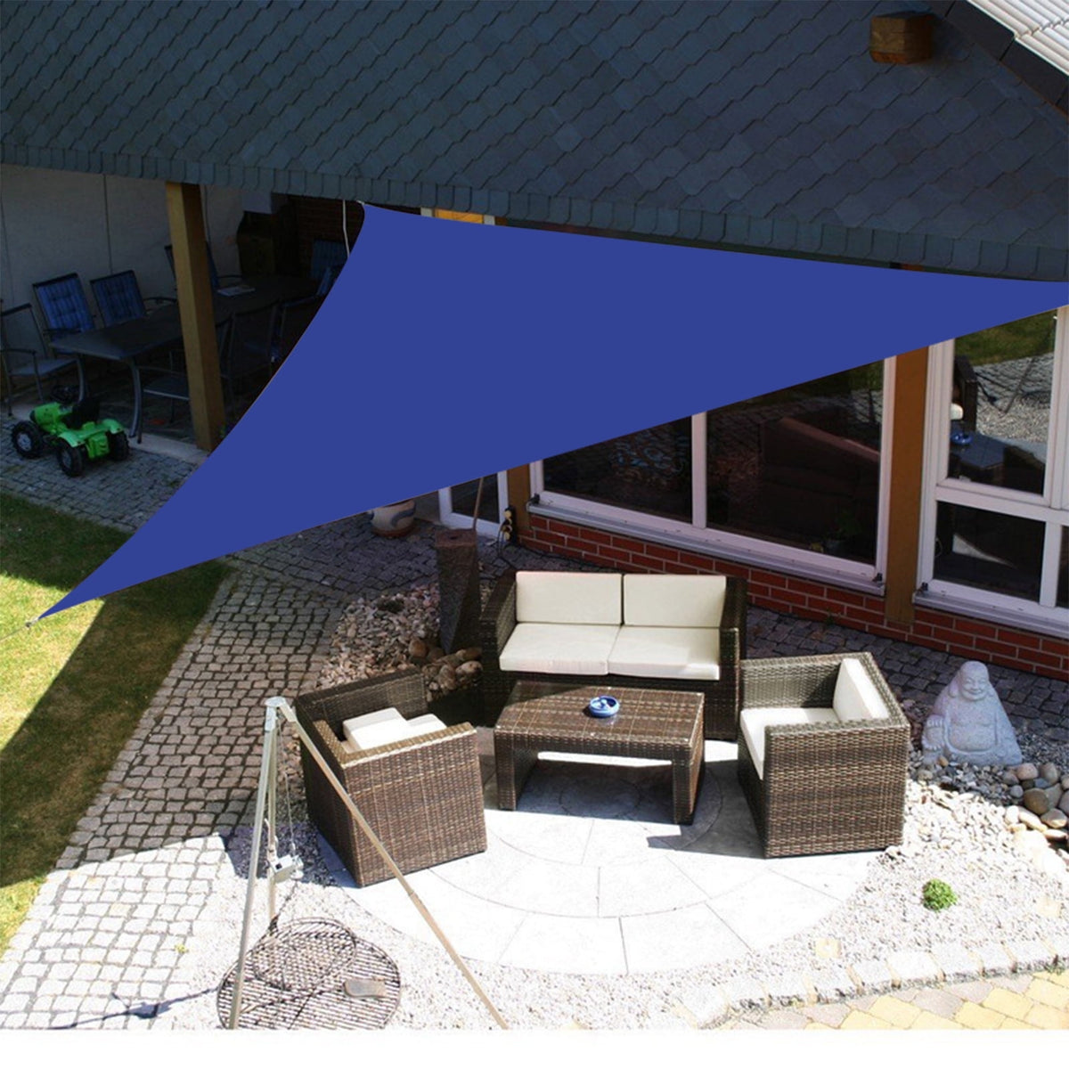 Sun Shade Sail Triangle Waterproof 6.5/10/12/16FT Outdoor Garden Patio Party Sunscreen Awing Triangle Canopy 98% UV Block with Free Rope