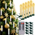 NEWEEN Flameless Clip-on Christmas Tree Candles, Dimmable, Flickering/Steady, Battery Operated, Remote Control, 4.7”, Set of 10