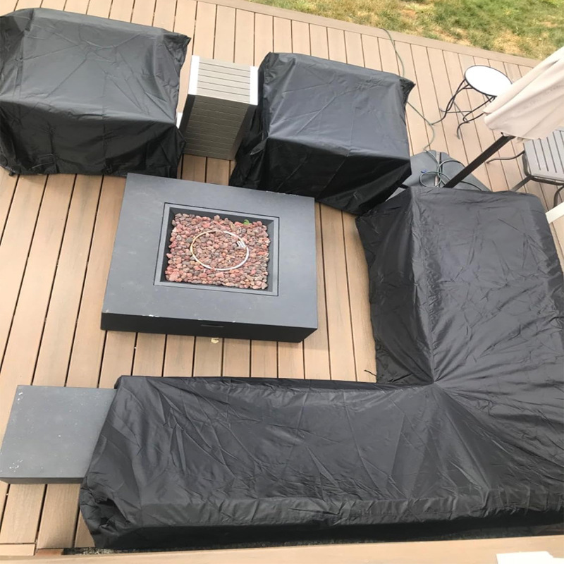 Garden L-Shape Furniture Cover Waterproof, Heavy Duty Oxford Fabric Outdoor Rattan Corner Sofa Cover with Waterproof Buckles, with Storage Bag(85"* 85"* 34")