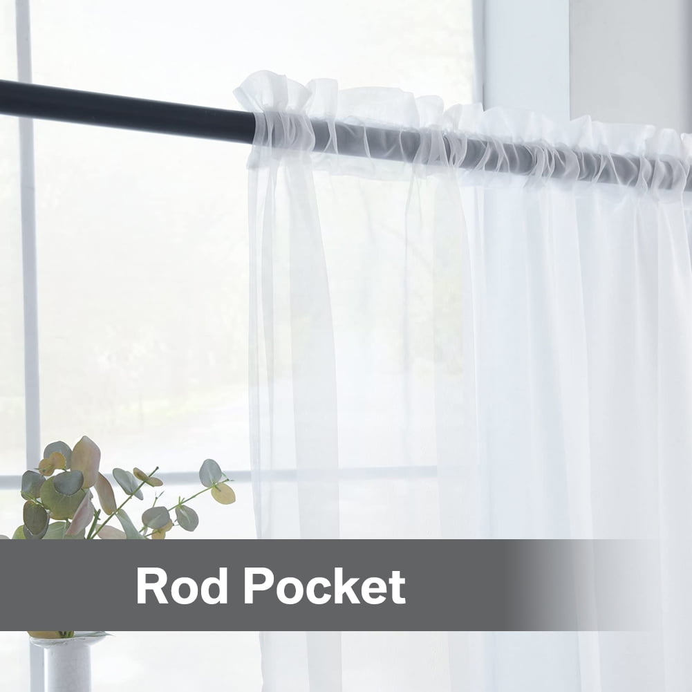 NEWEEN Sheer Curtains 84 inch Length 2 Panels Set White Curtains Clear Curtains Basic Rod Pocket Panel for Bedroom Living Room Yard Kitchen(55" X 84", White)