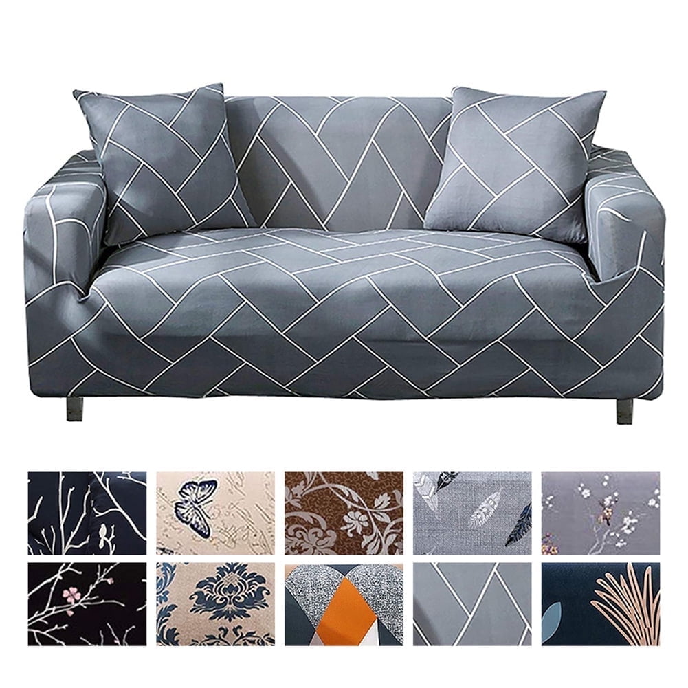 NEWEEN Sofa Cover High Stretch Elastic Fabric 1 2 3 Seater Sofa Slipcover Chair Loveseat Couch Cover Polyester Spandex Furniture Protector Cover with 1 Pillowcase (3 Seater, Checkerboard)