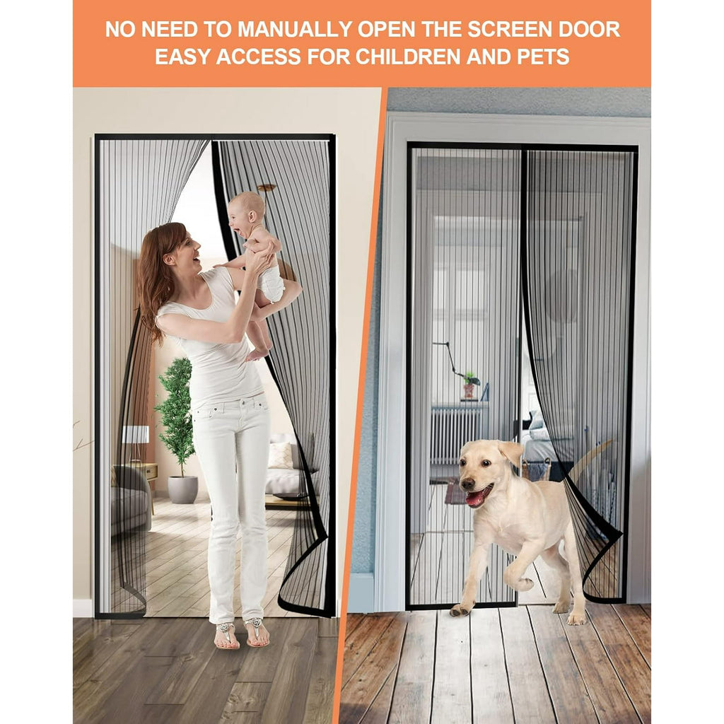 NEWEEN Magnetic Screen Door - 38 Inch x 83 Inch Mesh Door Screen with Magnets, Door Net Fits Door Size 36 inch x 82 inch Hands Free Mesh Partition Keeps Bugs Out