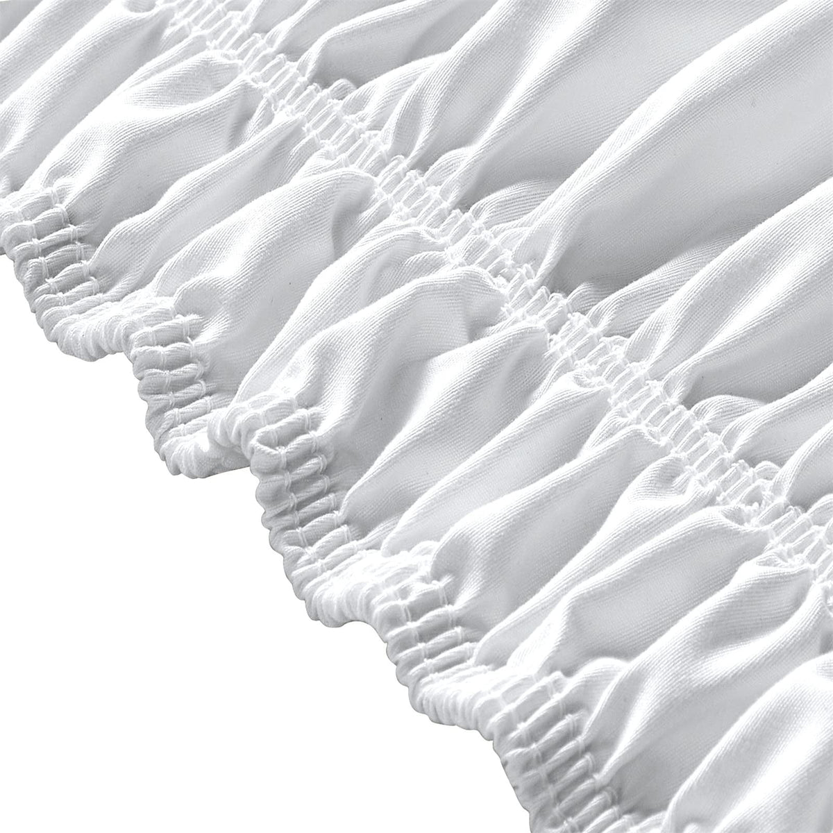 NEWEEN Wrap Around Bed Skirts for Queen Beds 15 Inches Drop, White Elastic Dust Ruffles Easy Fit Wrinkle & Fade Resistant Silky Luxurious Fabric Solid Machine Washable