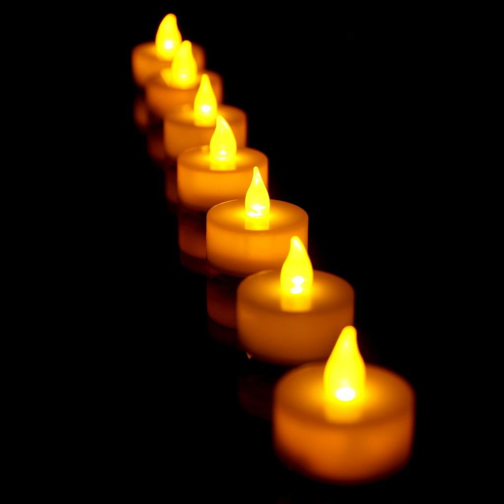 NEWEEN Tea Lights LED 24-Pack Flameless Tealight Candles Battery Candles Flickering Electric Tea Candles for Decoration,Pumpkin Lights,Holiday,Anniversary,Wedding,Party(Warm Yellow Light）