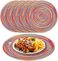 NEWEEN 15" Round Placemats Set of 6 Braided Fabric Heat Resistant Washable Table Mat for Kitchen for Kitchen Party Decor