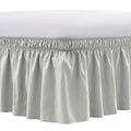 NEWEEN Wrap Around Bed Skirts for Queen Beds 15 Inches Drop, White Elastic Dust Ruffles Easy Fit Wrinkle & Fade Resistant Silky Luxurious Fabric Solid Machine Washable