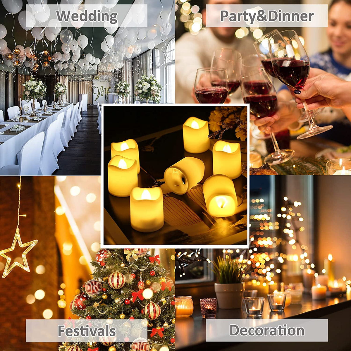 24PCS Flameless Votive Candles Electric Fake Candle Battery Operated LED Tea Lights in Warm White for Wedding, Table, Halloween,Christmas Decorations