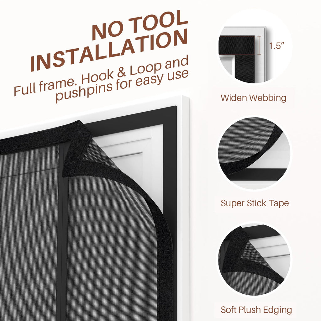 Magnetic Screen Door for Sliding Doors 72"x80", Screen Size 74"x81", Double-Sided Opening Screen Reinforced Mesh with Strong Magnets for French Front/Back Patio Doors